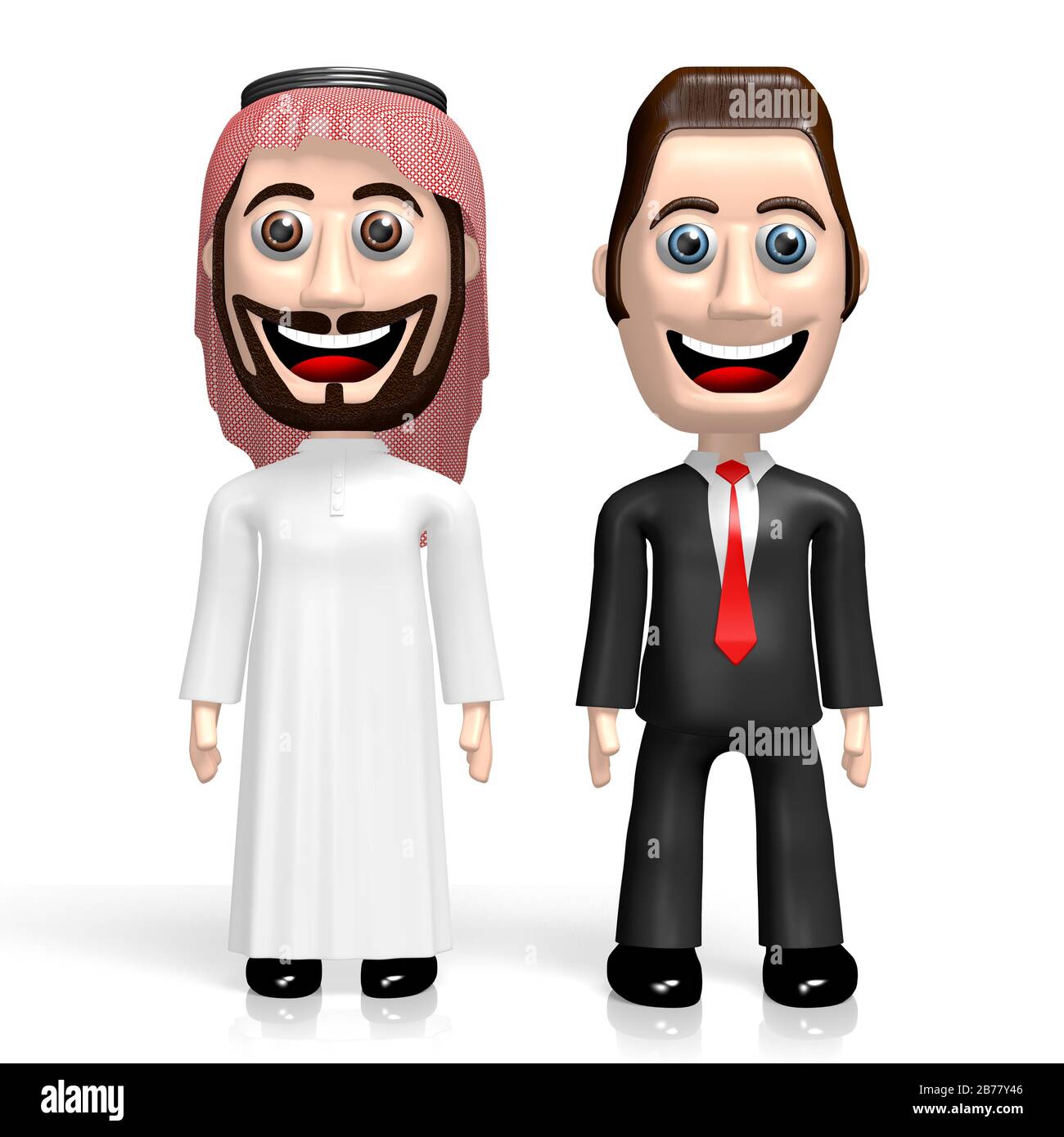 3D arab und Geschäftsmann - Zusammenarbeit Stockfoto