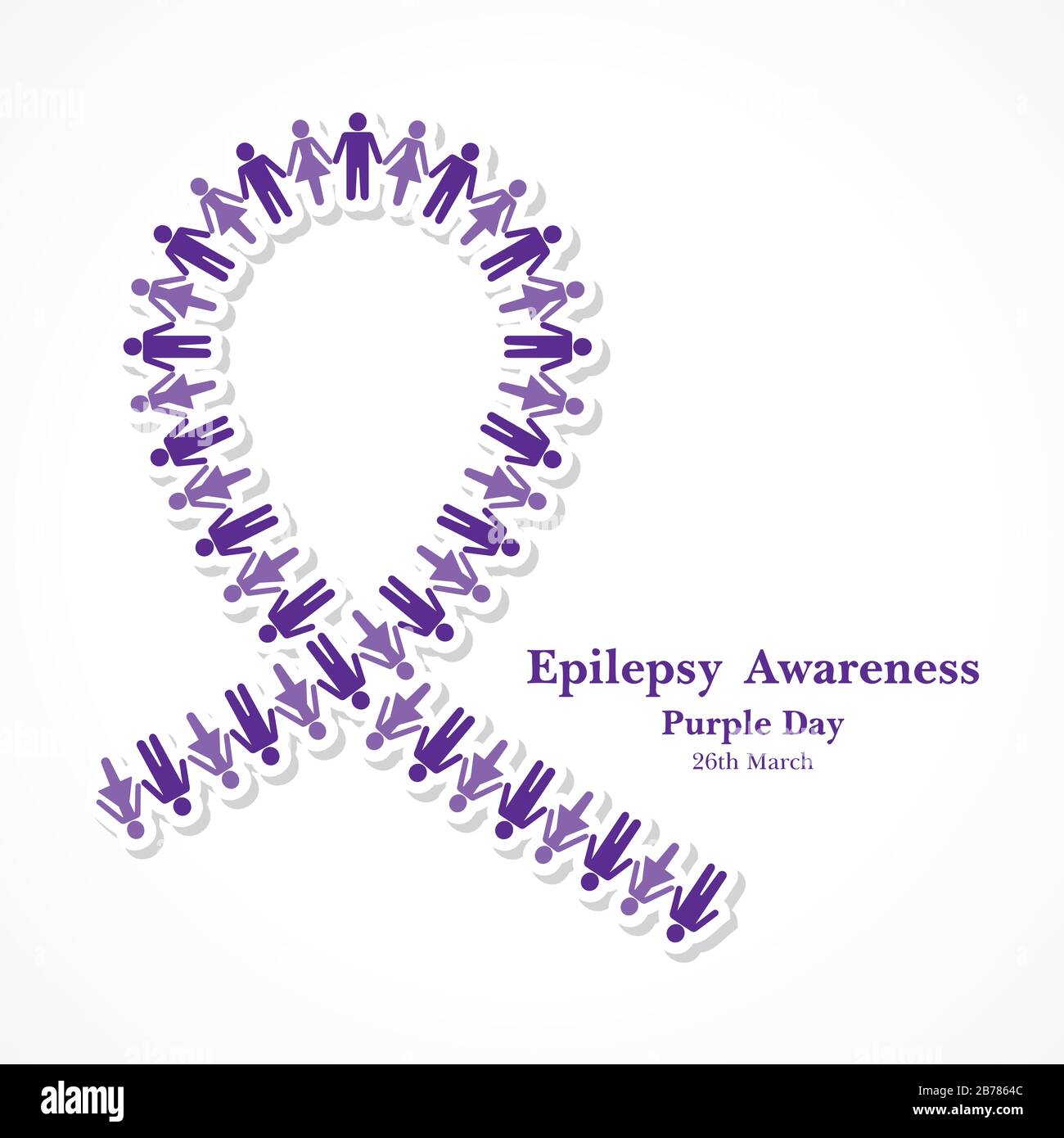 Vektorgrafiken für den Weltepilepsietag (Purple Day) - Epilepsie-Bewusstsein-26. märz. Violettes Band. Stock Vektor