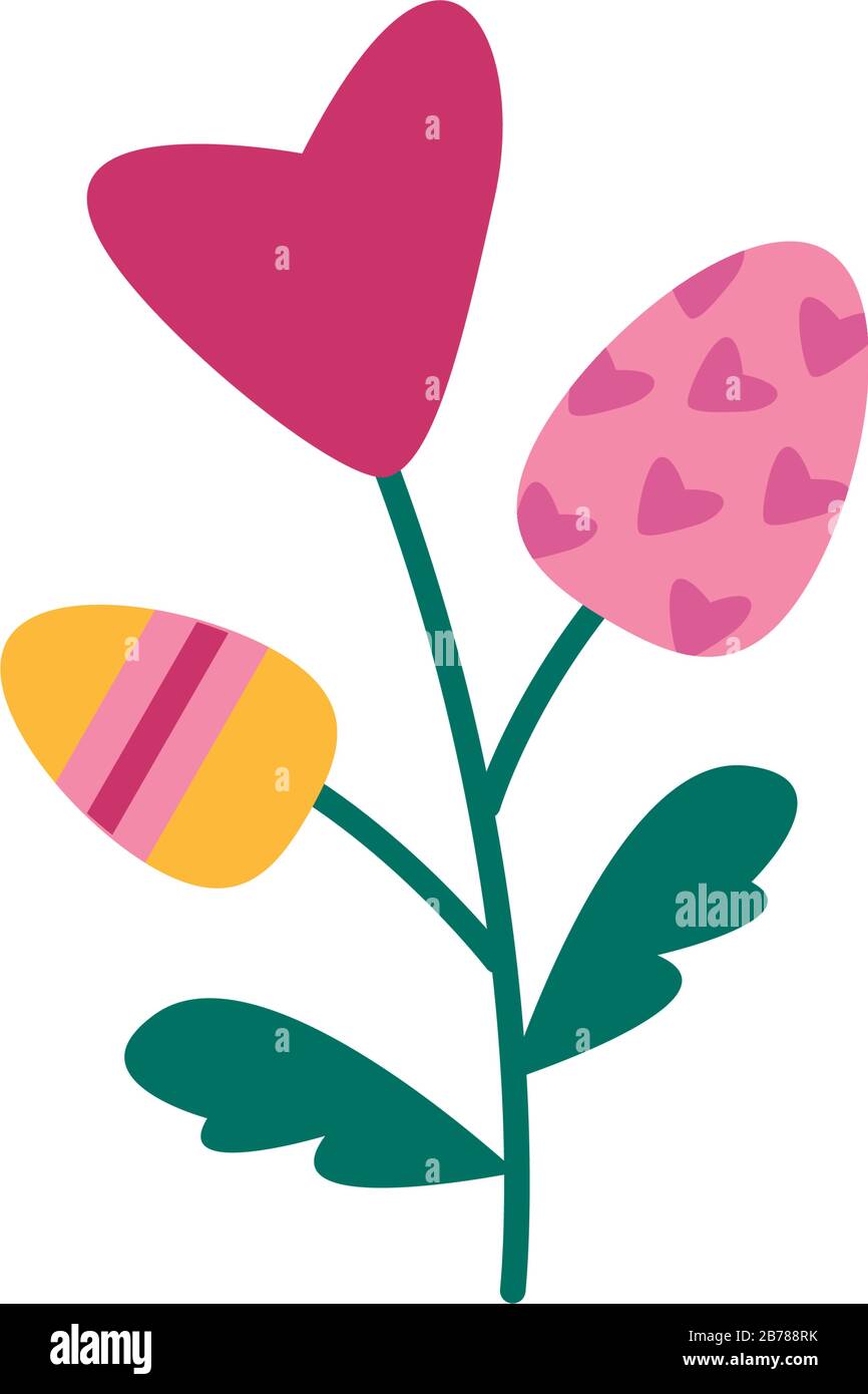 Schöner Pflanzengarten mit Eiern bemalten Frühlings Stock Vektor