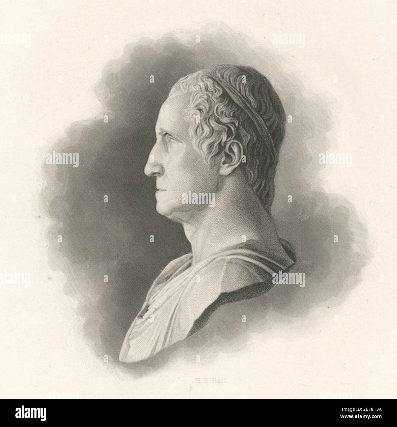 George Washington - Gravur von Hall - zugehackt. Stockfoto