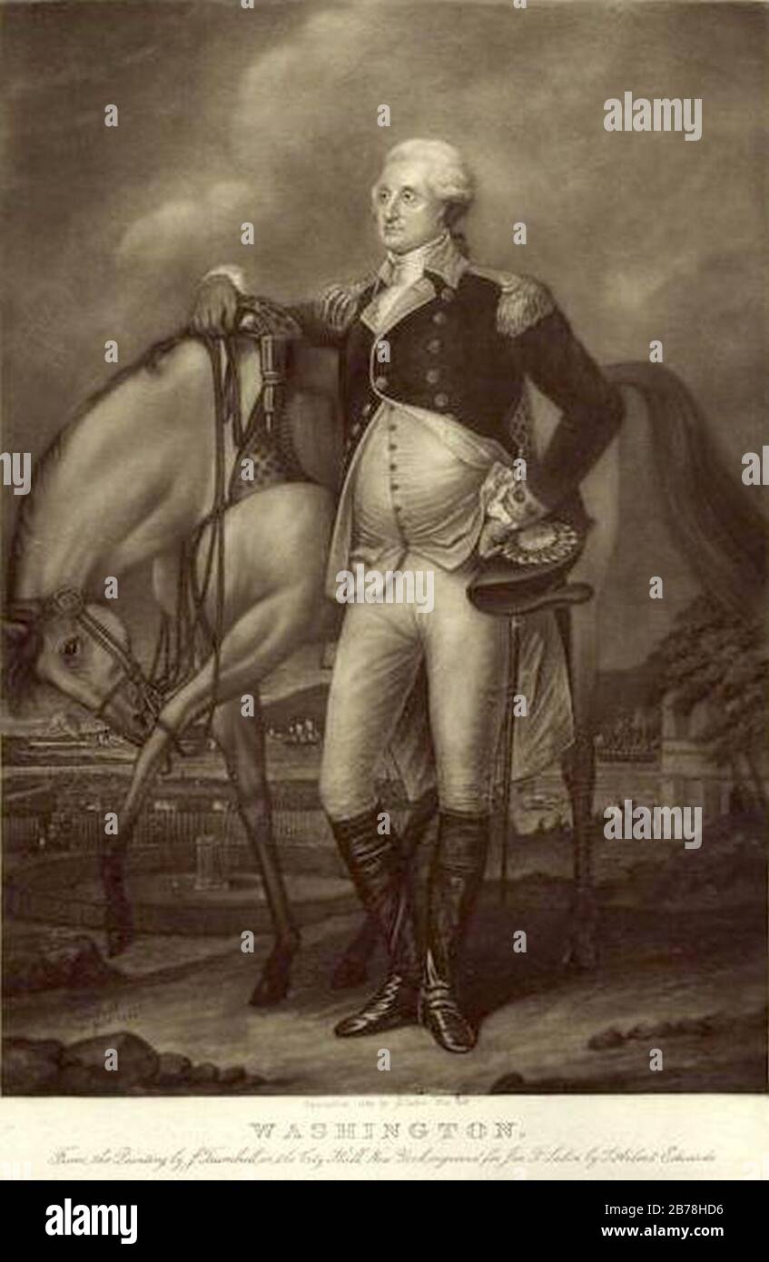 George Washington Gravur von Edwards nach Trumbull. Stockfoto