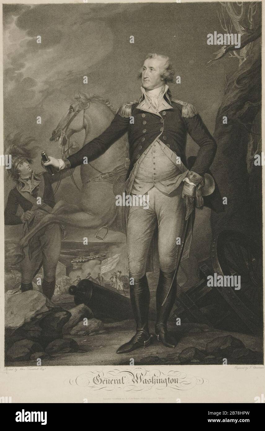 George Washington, Gravur von Cheesman, nach Trumbull. Stockfoto