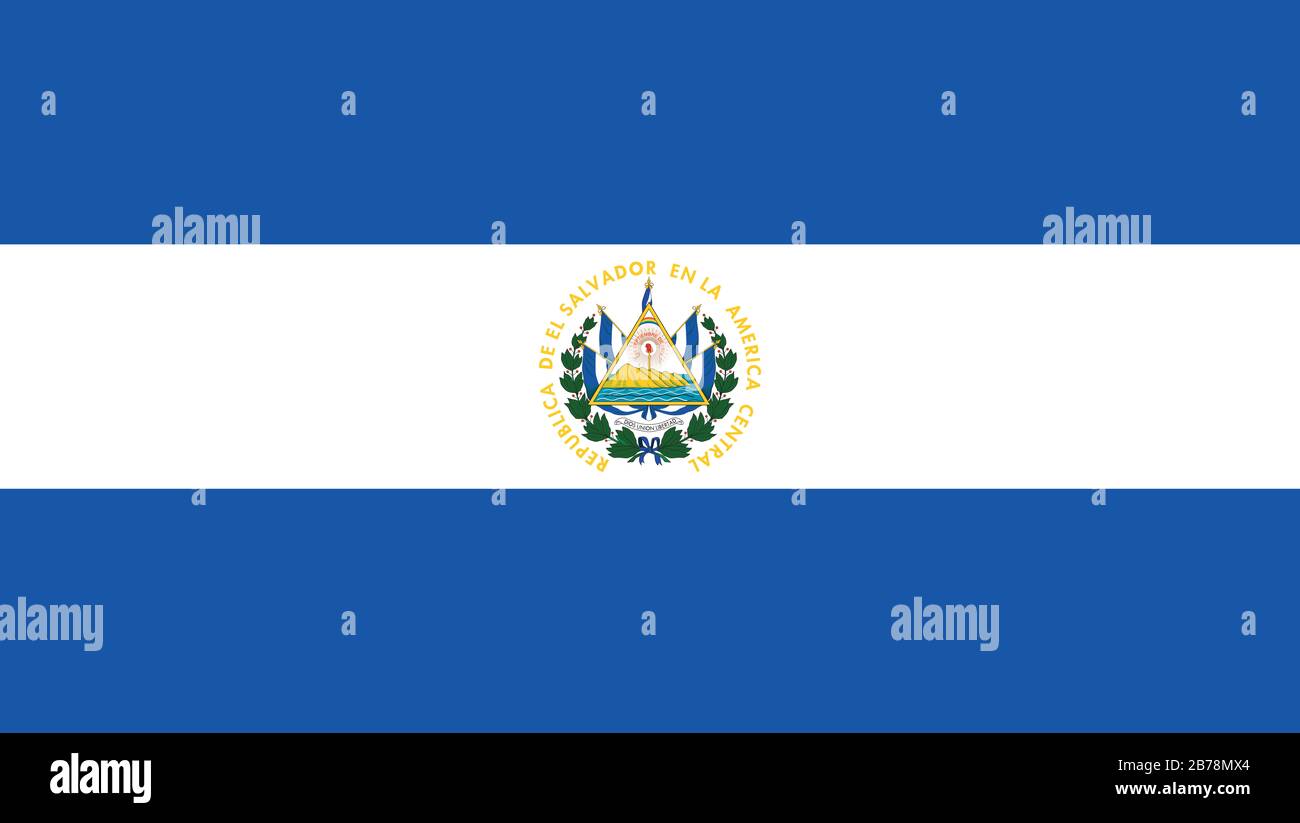 Flagge von El Salvador - Standardverhältnis der salvadorischen Flagge - True RGB-Farbmodus Stockfoto