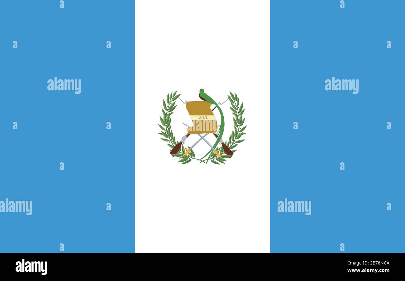 Flagge Guatemalas - Standardverhältnis der guatemaltekischen Flagge - True RGB-Farbmodus Stockfoto