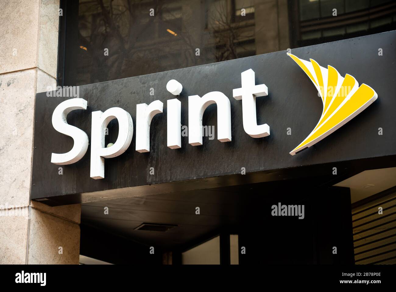 Das Logo des amerikanischen Telekommunikationsunternehmens Sprint. Stockfoto