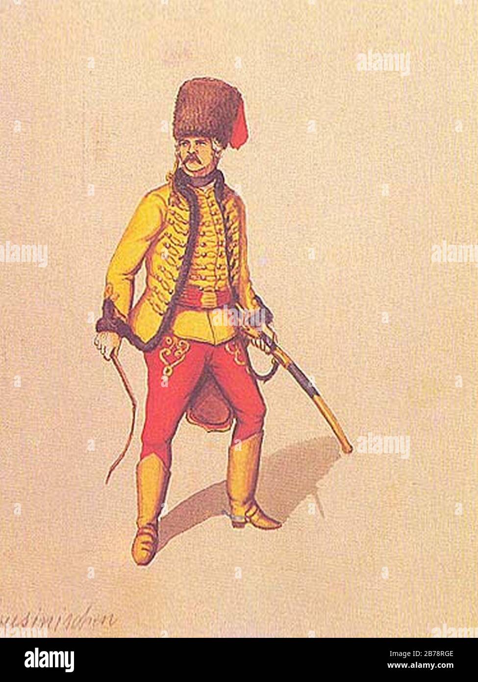 Georgisches Hussar-Regiment privat 1758. Stockfoto