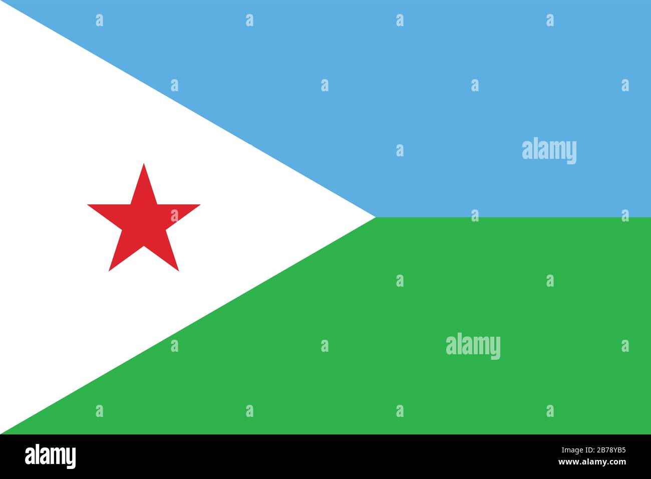 Flagge von Dschibuti - Dschibutians Flagge Standardverhältnis - True RGB Farbmodus Stockfoto