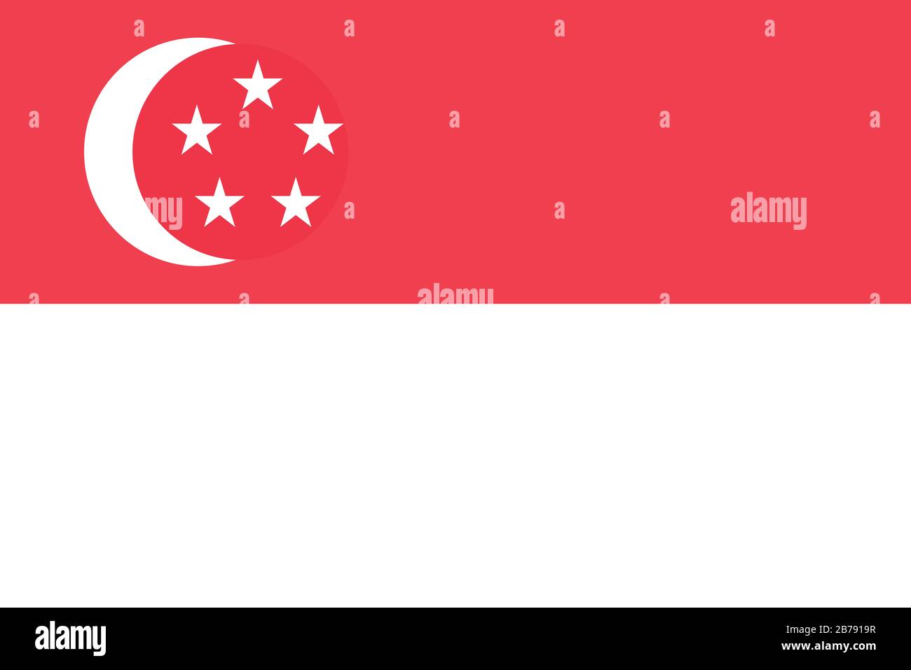 Flagge Singapurs - Standardverhältnis der Flagge Singapurs - True RGB-Farbmodus Stockfoto