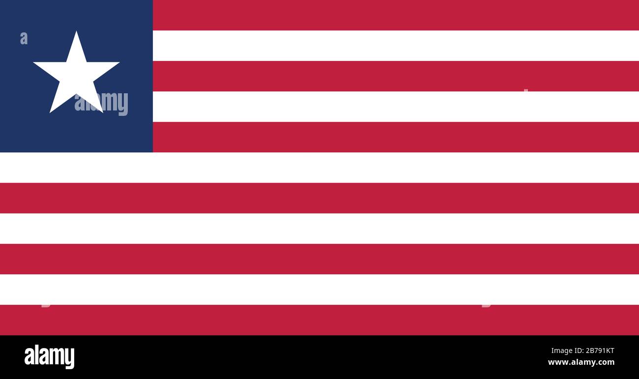 Flagge Liberias - Standardverhältnis der liberianischen Flagge - True RGB-Farbmodus Stockfoto