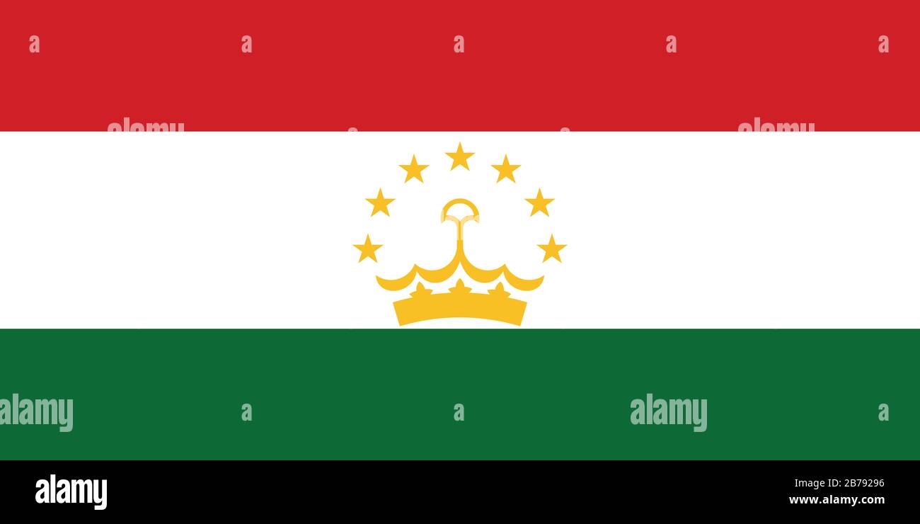 Flagge Tadschikistans - tadschikisches Flaggenverhältnis - True RGB-Farbmodus Stockfoto