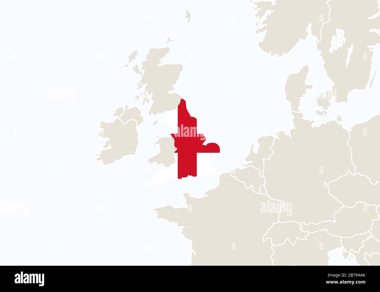 Europa mit hervorgehobener England-Karte. Vektorgrafiken. Stock Vektor