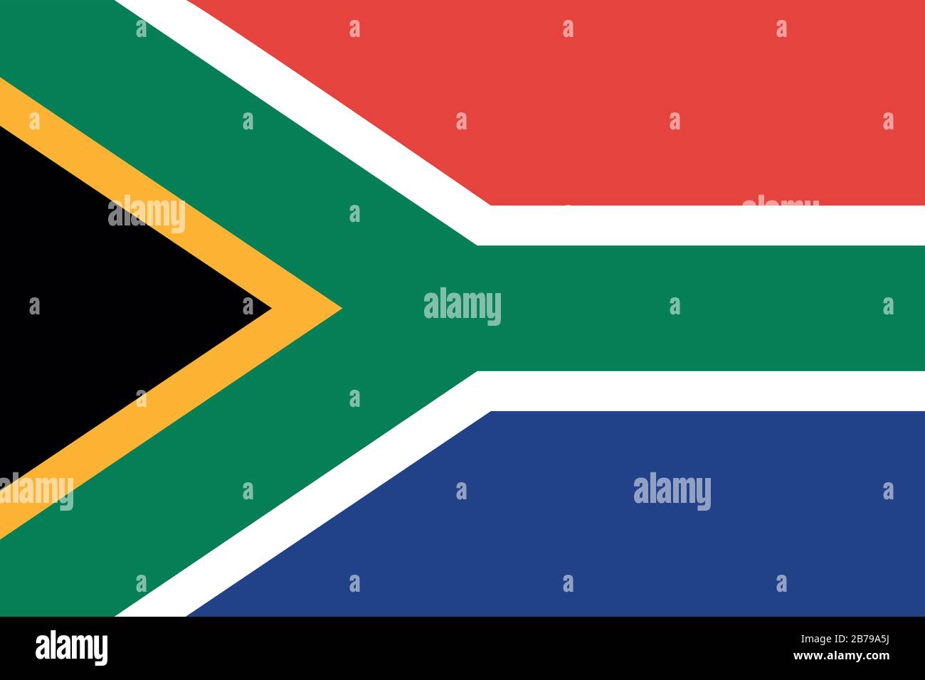 Flagge Südafrikas - Standardverhältnis der südafrikanischen Flagge - True RGB-Farbmodus Stockfoto