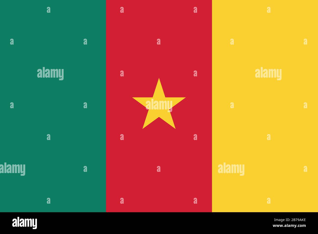 Flagge Kameruns - Standardverhältnis der kamerunischen Flagge - True RGB-Farbmodus Stockfoto