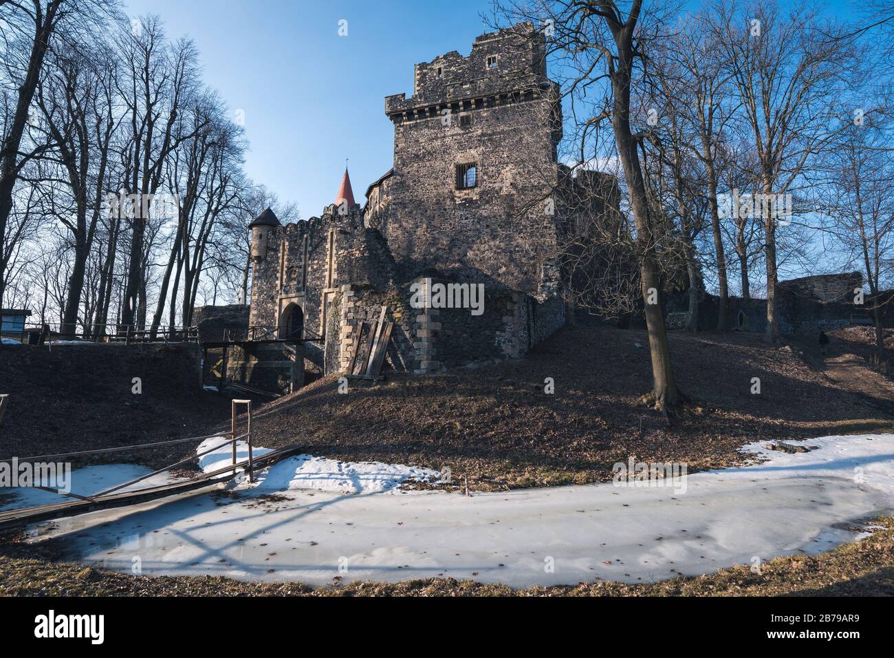 Schloss Grodziec, Polen. Eine der europäischen Burgen- und Schlösser. Stockfoto