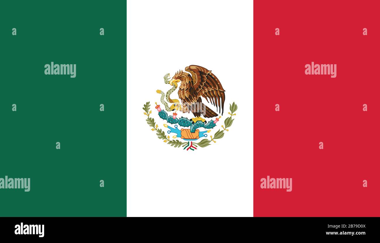 Flagge Mexikos - Standardverhältnis mexikanische Flagge - True RGB-Farbmodus Stockfoto