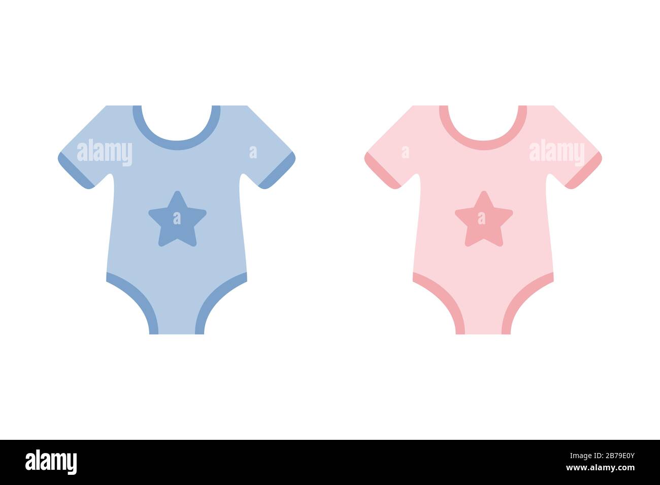 Süßer blauer und rosafarbener Body mit Stern für Babyjungen und Mädchen Vektorgrafiken EPS10 Stock Vektor