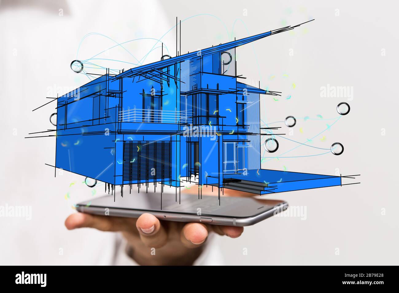 Ein Modell des Hauses und digitales iot Stockfoto