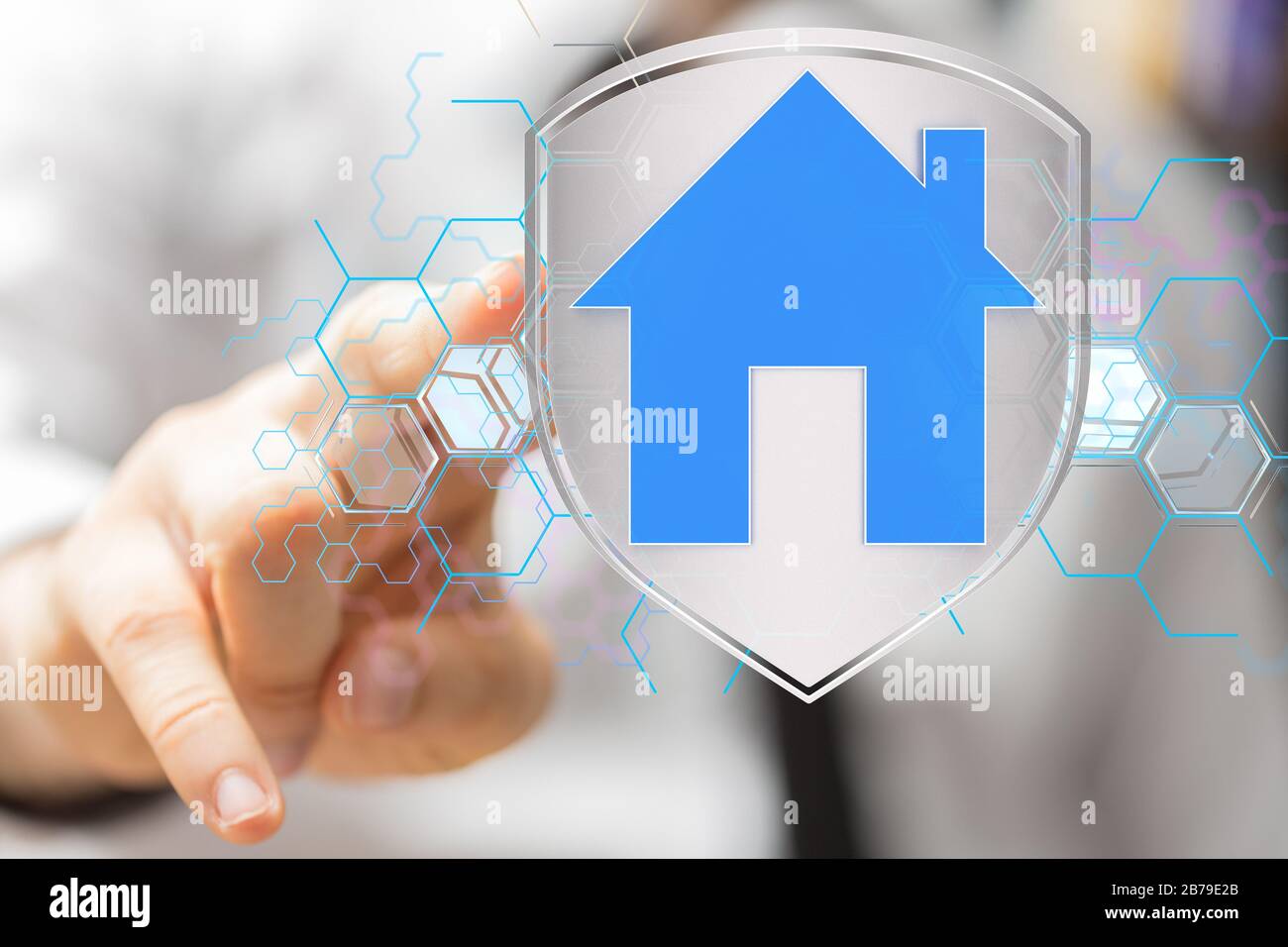 Eine futuristische Schnittstelle von Smart Home Automation iot Stockfoto