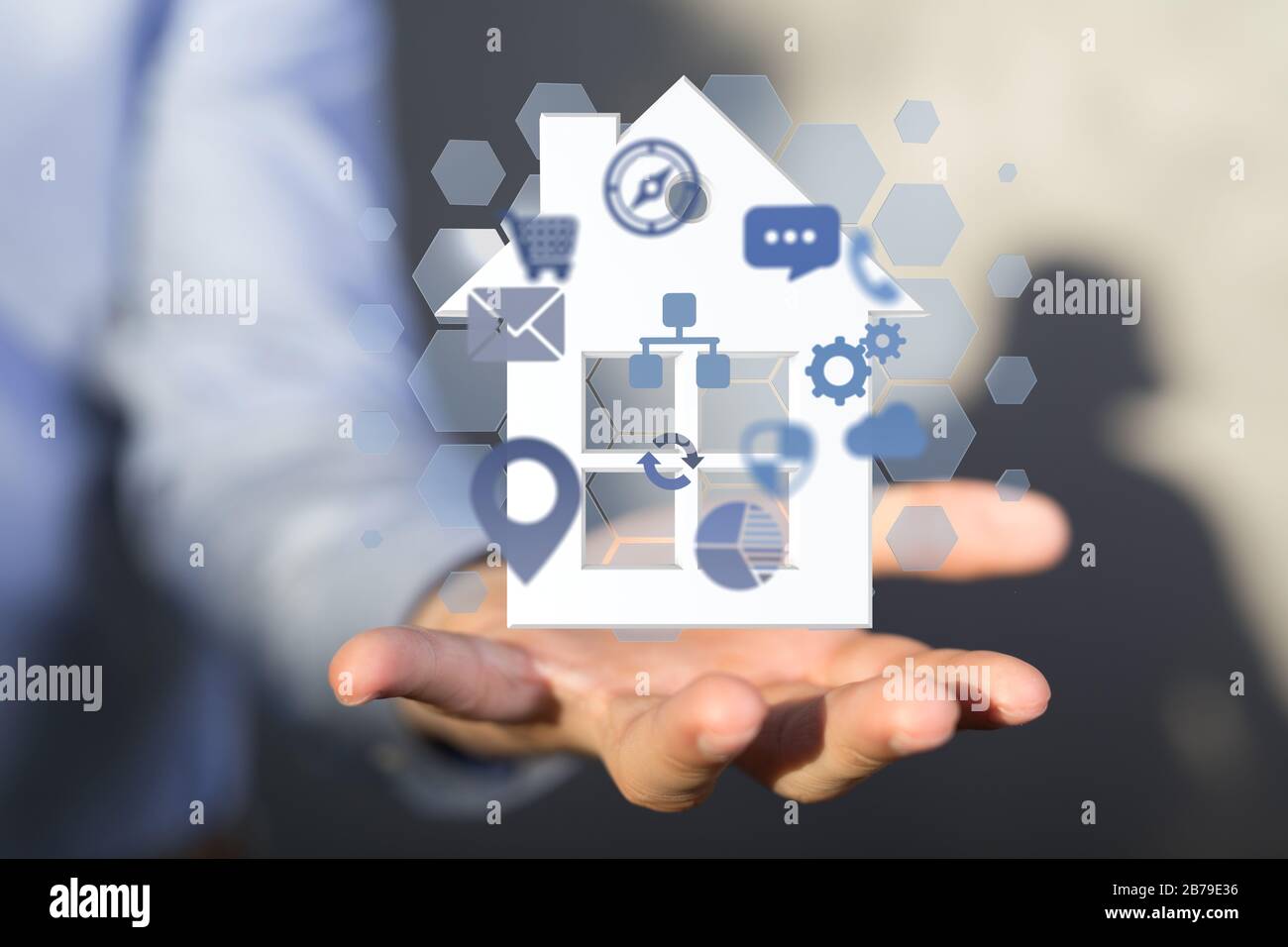Ein Smart Home: SmartHome-Symbol für Hausautomatisierung Stockfoto