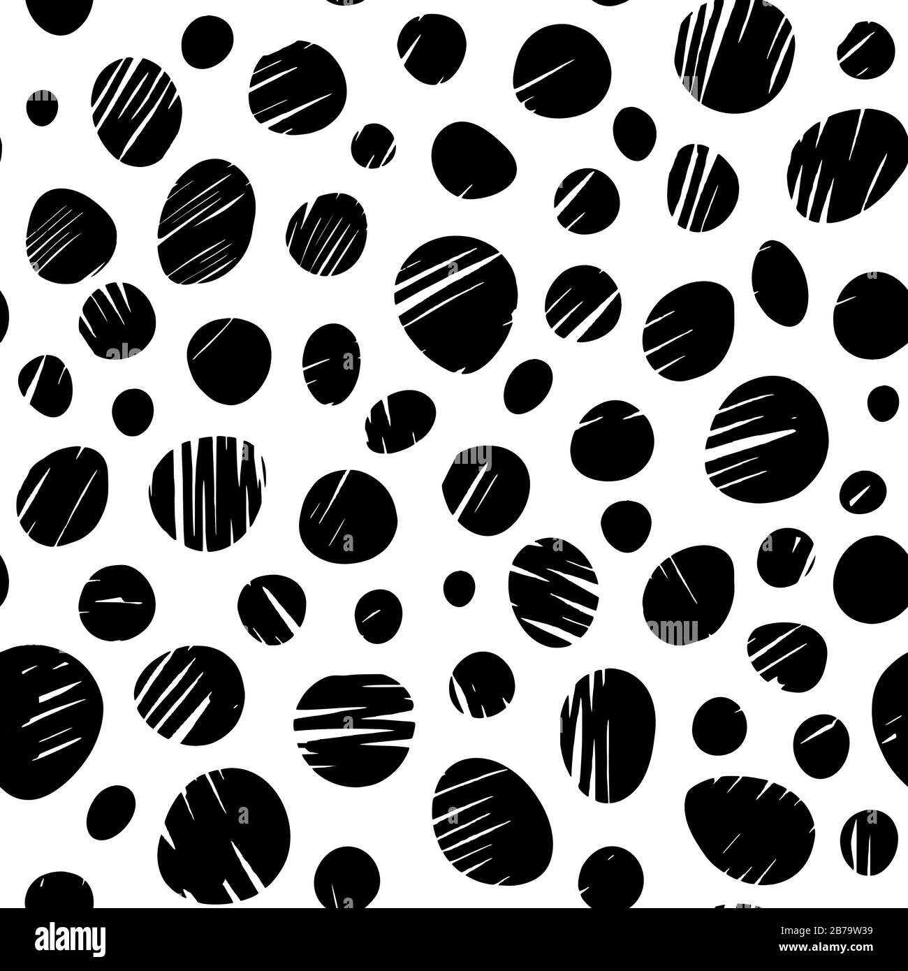 Tier-inspirierter Druck mit monochromatischen schwarzen, handgezeichneten Strichen digitalisierte Textur auf weißem Hintergrund nahtloses EPS-Muster auf der Oberfläche Stock Vektor