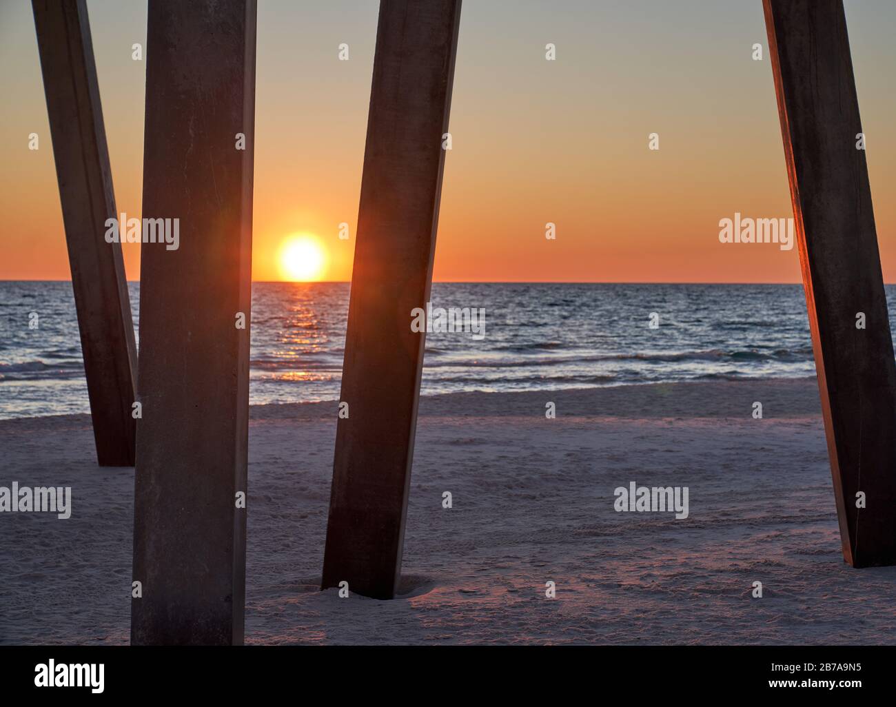 Panama City Beach Florida Pier Sonnenuntergänge Stockfoto