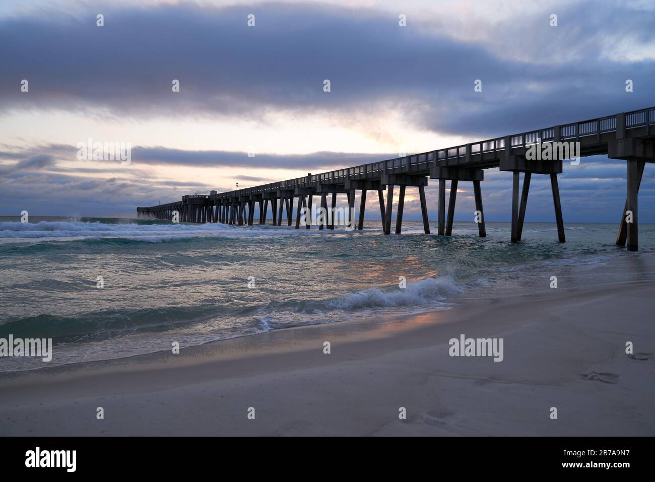 Panama City Beach Florida Pier Sonnenuntergänge Stockfoto