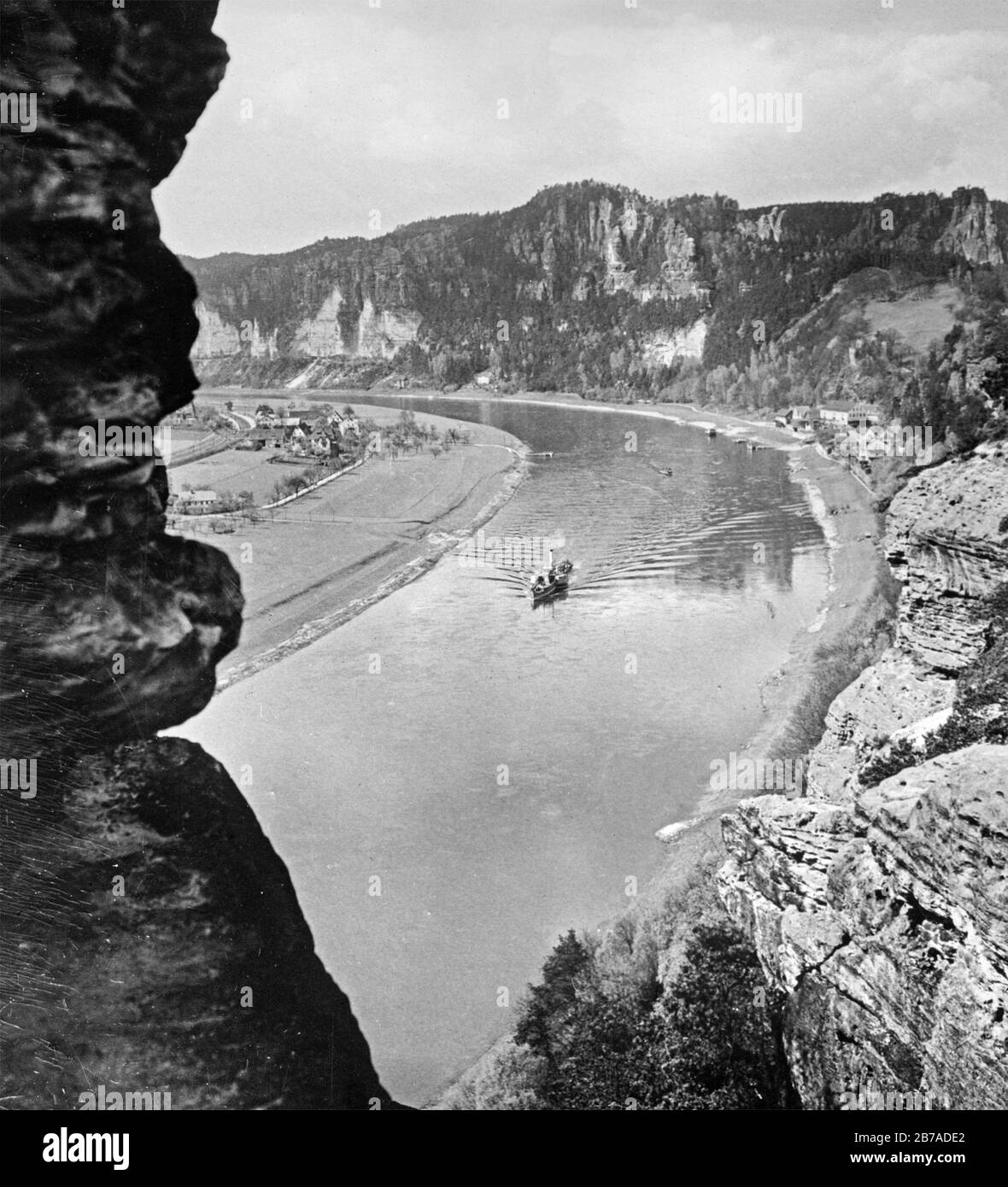 Elbtal und Bastei-Felsen, ca. 1920, Sachsen, Deutschland Stockfoto