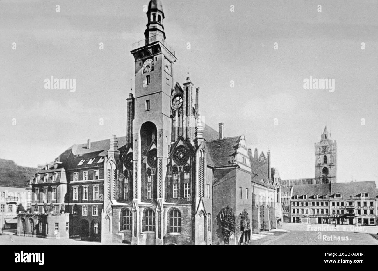 Das Rathaus, das im zweiten Weltkrieg, etwa 1920, in Frankfurt an der oder, Brandenburg, zerstört wurde Stockfoto