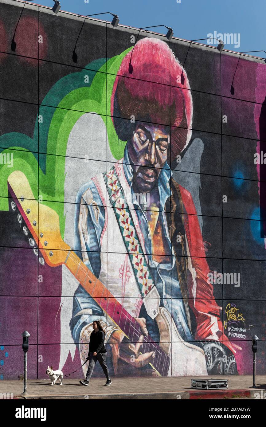 Jimi Hendrix Graffiti auf Sunset blvd, CA Stockfoto