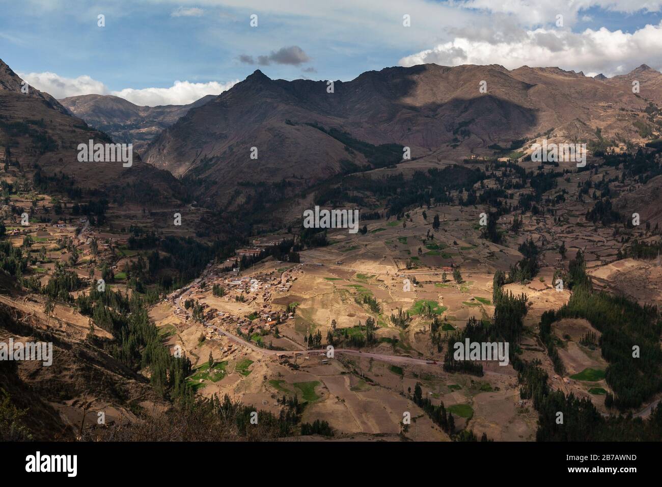 Peru Sacred Valley und Dörfer von Pisaq Aussichtspunkt Trockenzeit Stockfoto