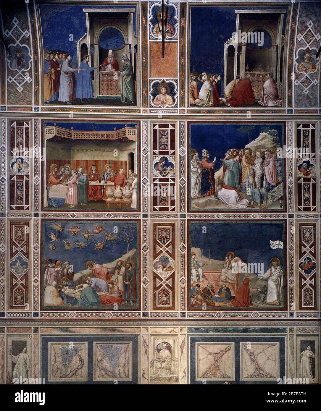 Giotto di Bondone - Szenen mit dekorativen Bändern Stockfoto