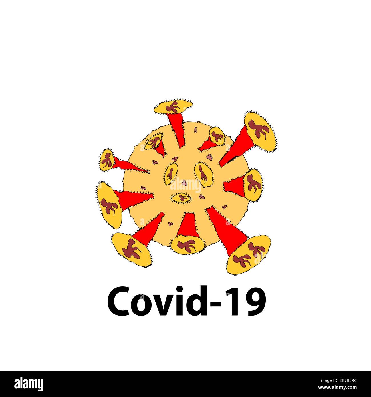 Virensymbol Kovid 19. Epidemische pandemische Infektionskrankheit Coronavirus. Stockfoto