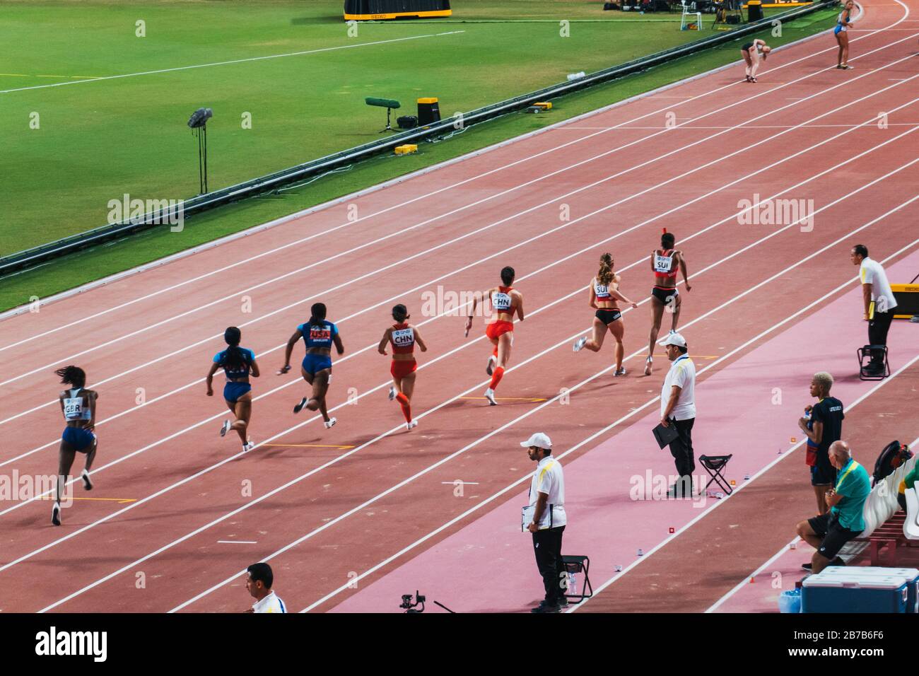 Läuferinnen bei den IAAF-Leichtathletik-Weltmeisterschaften 2019 im Khalifa International Stadium, Doha, Katar Stockfoto