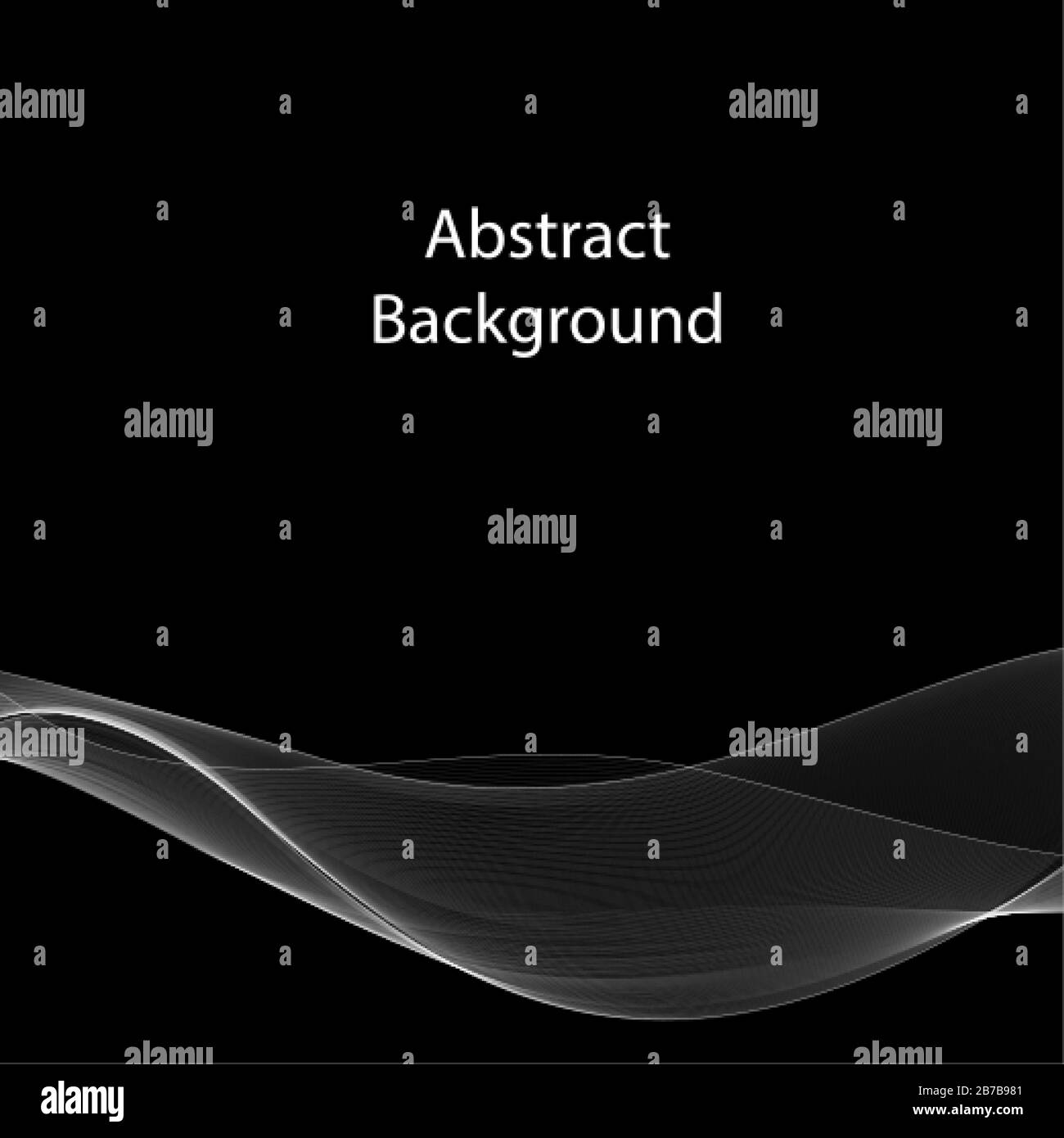 Abstrakter, rauchiger Wellensatz. Weiße Linien auf schwarzem Hintergrund. Vektorlayout für die Gestaltung von Broschüren, Flugblättern und Werbebannern Stock Vektor