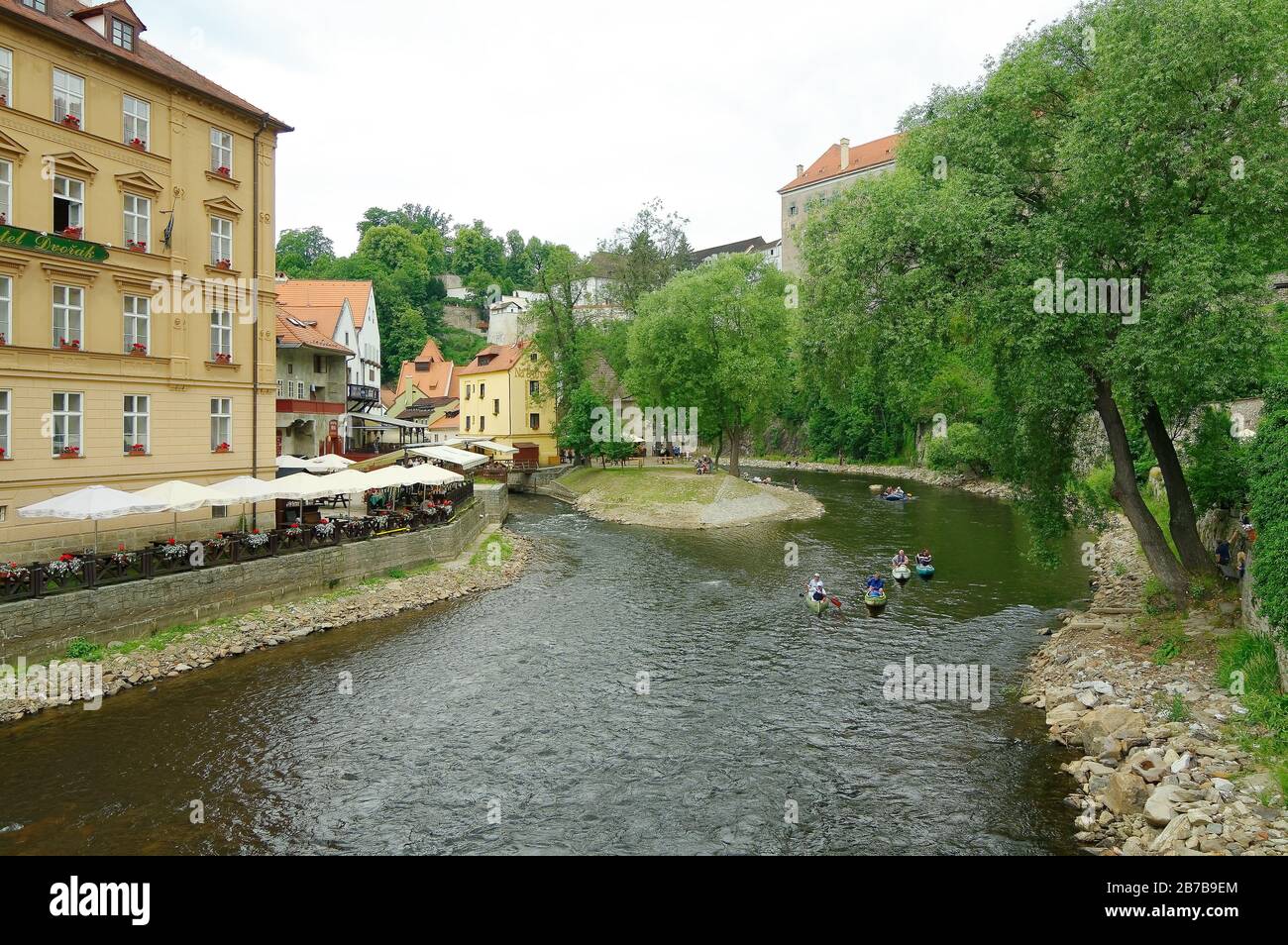 Ist eine Stadt in der südböhmischen Region in Tschechien. Das historische Zentrum, das sich um die Burg Český Krumlov an der Moldau dreht Stockfoto