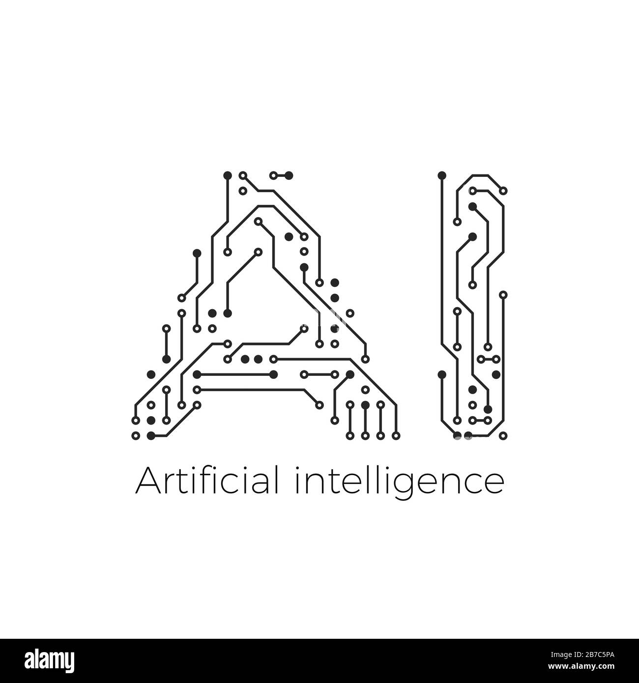 Konzept der künstlichen Intelligenz. Platine AI-Logo. Vektorgrafiken Stock Vektor
