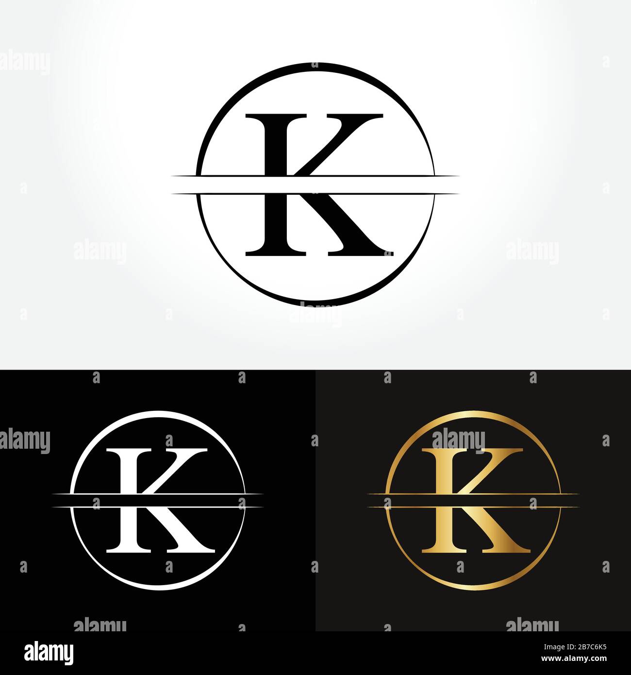 Anfänglicher Kreisbrief K Logo Design Business Vector Template. Kreativer abstrakter Letter K-Logo-Vektor Stock Vektor