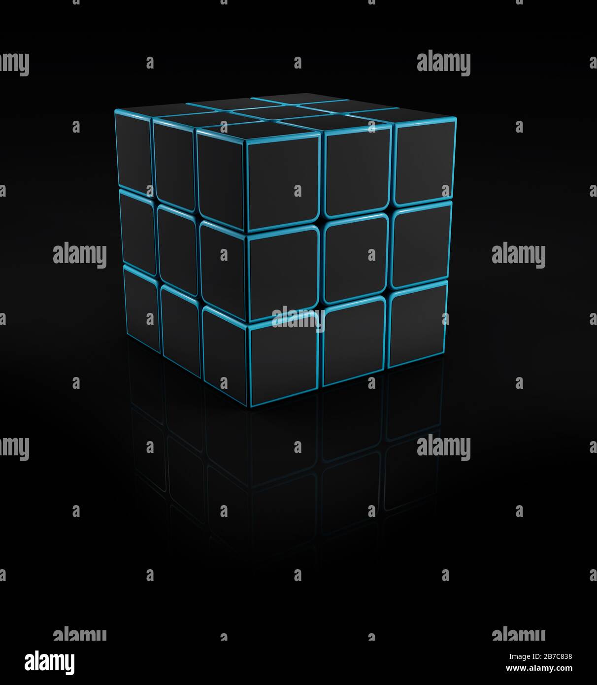 3D-Rendering von Rubik Cube, kann für Geschäftskonzept, Schulung und Clipping-Path verwendet werden. Stockfoto