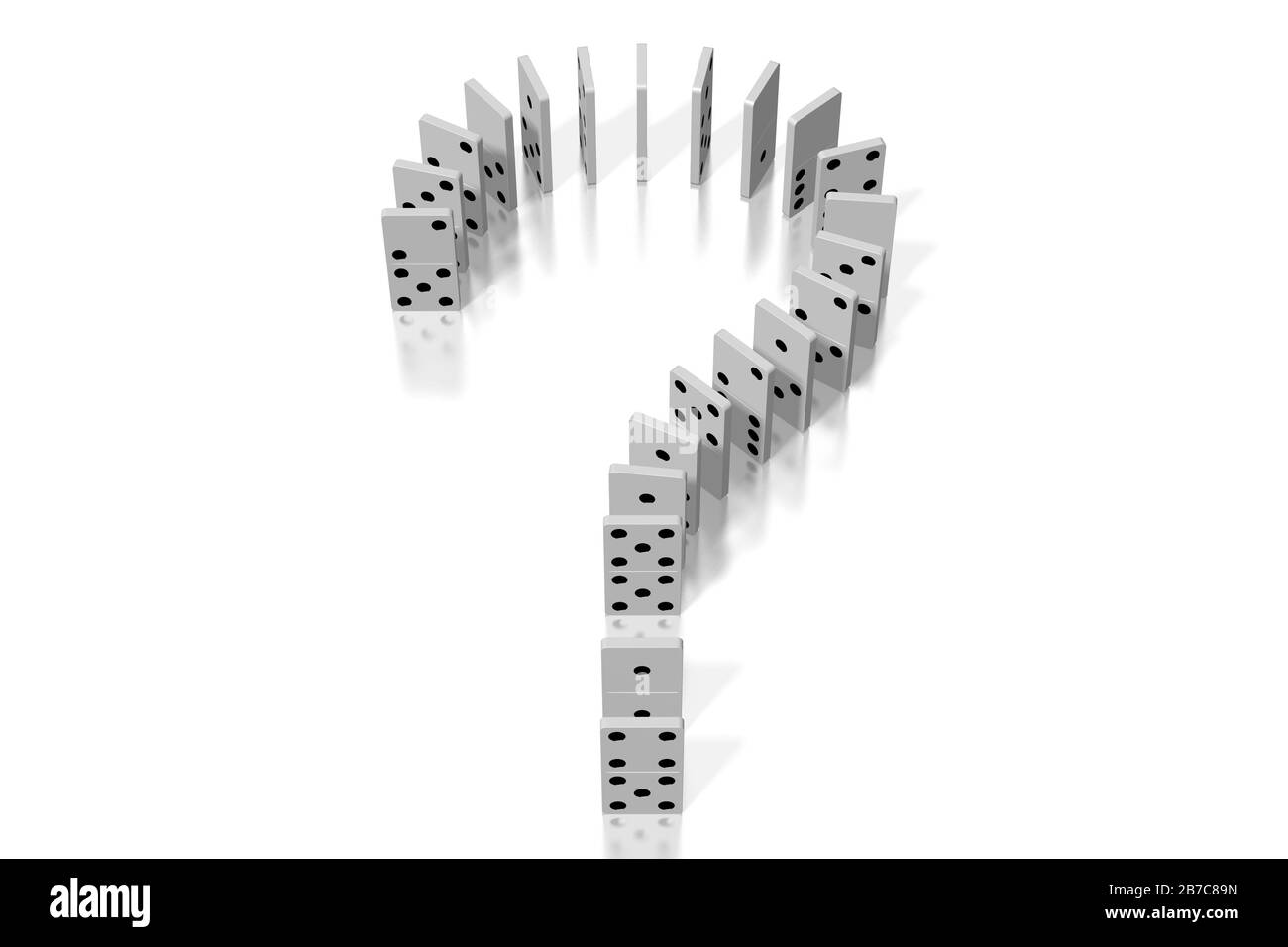 Weiße 3D-Domino - Fragezeichen-Form Stockfoto
