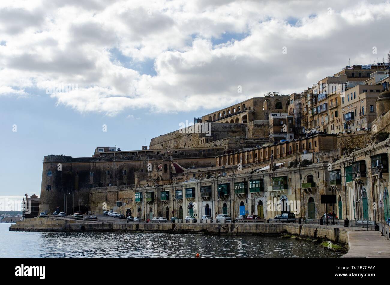 Blick auf das Wasser bei Valetta Stockfoto