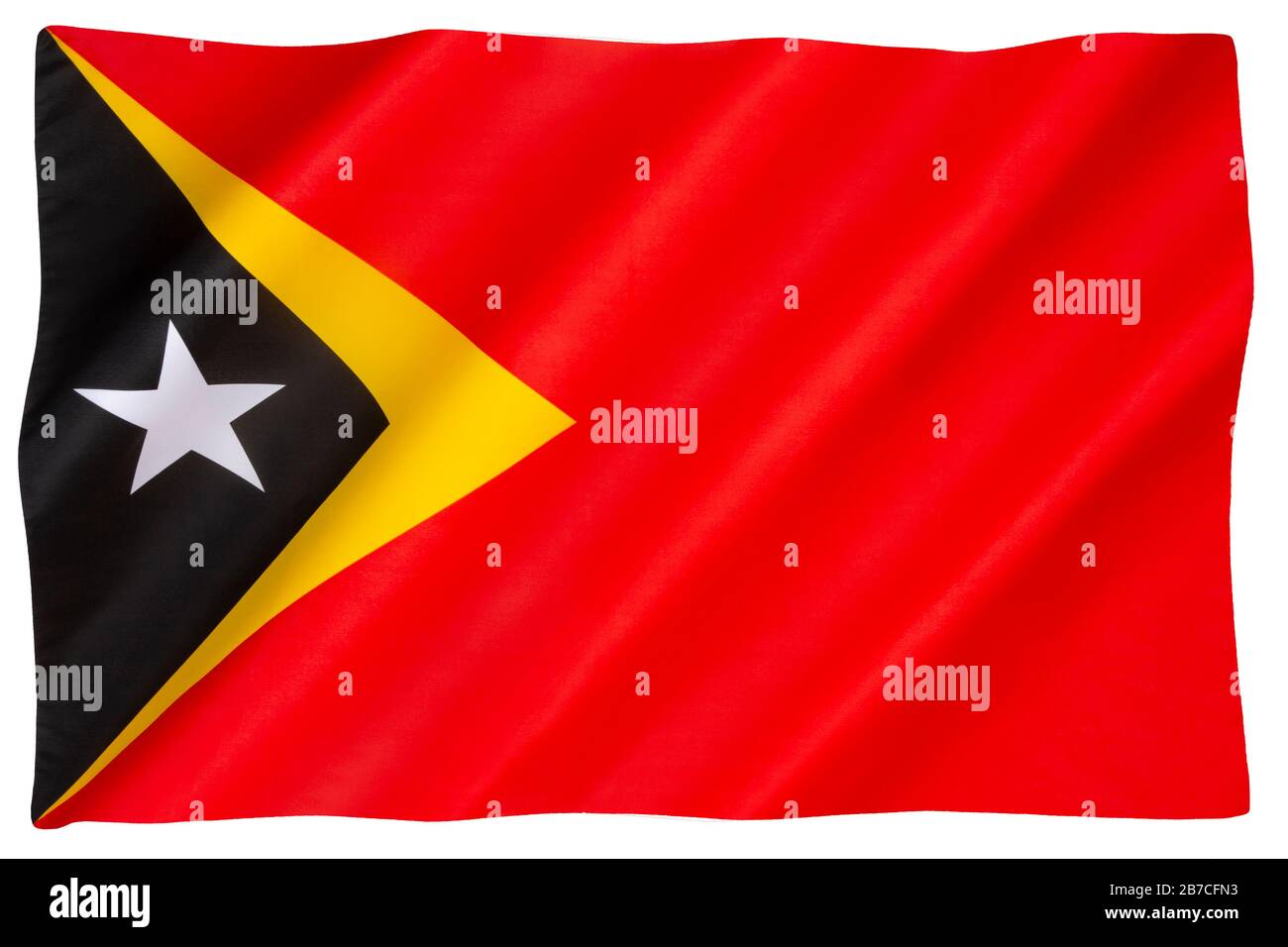 Die Nationalflaggen der Demokratischen Republik Osttimor - Verabschiedet am 28. November 1975. Stockfoto