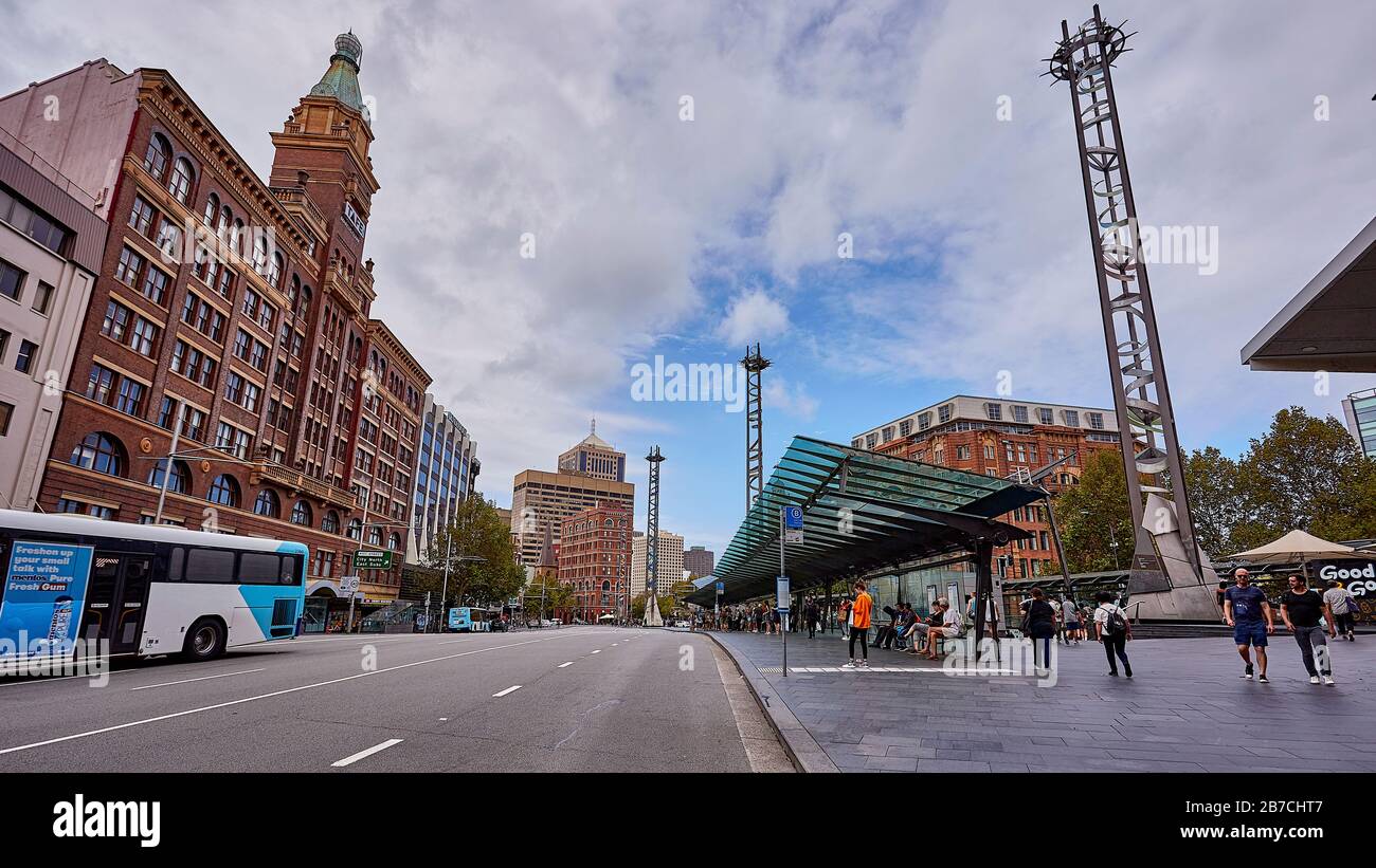 Die George Street in Sydney ist die älteste Straße Australiens. Es begann als ein Track vom Ort der Siedlung von Kapitän Arthur Phillip an dem, was n ist Stockfoto