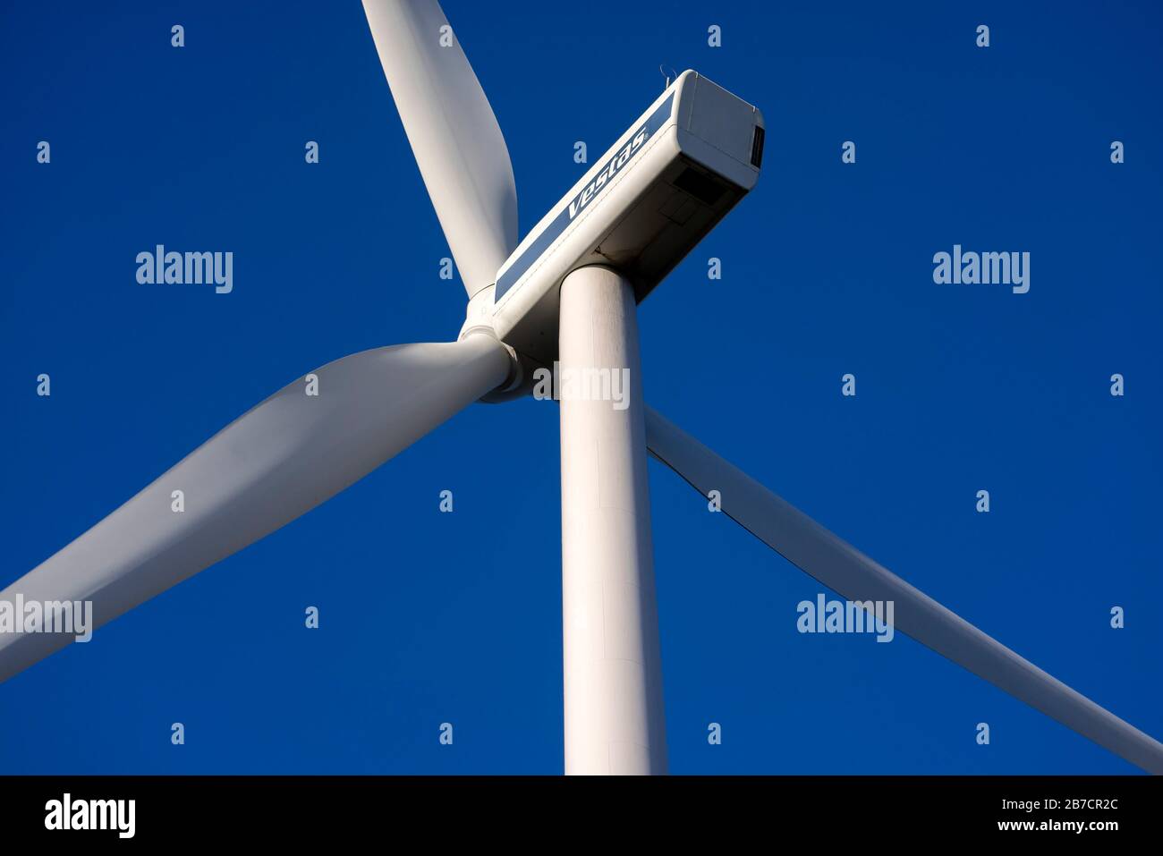 Nahaufnahme von Windturbine Stockfoto