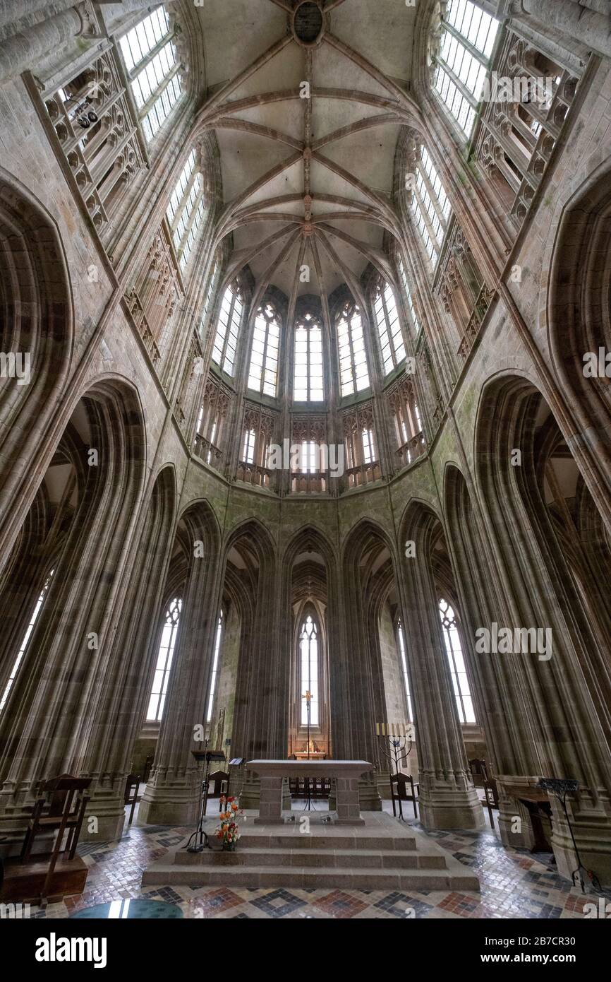Mont-Saint-Michel-Kloster Interieur, Normandie, Frankreich, Europa Stockfoto