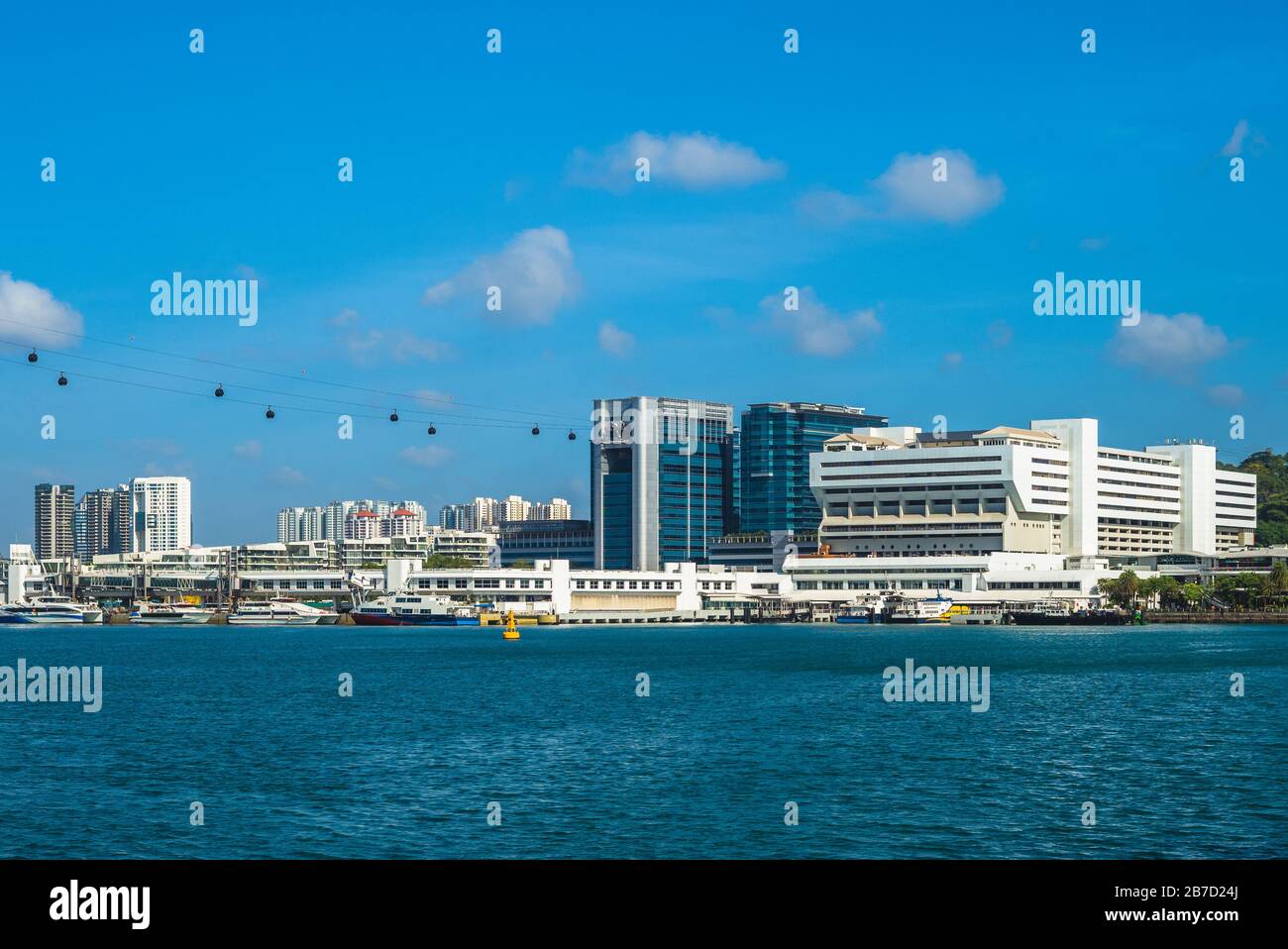 Szenerie von singapur mit Seilbahn nach sentosa Stockfoto