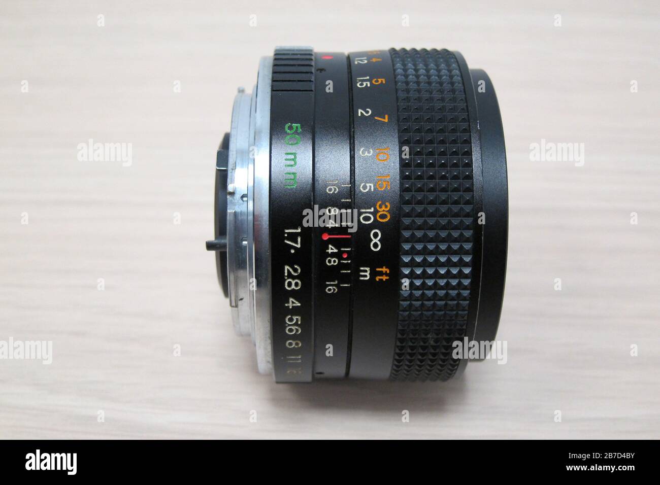 Fotolinse, 50 mm f 1,7, hergestellt in Japan Stockfoto