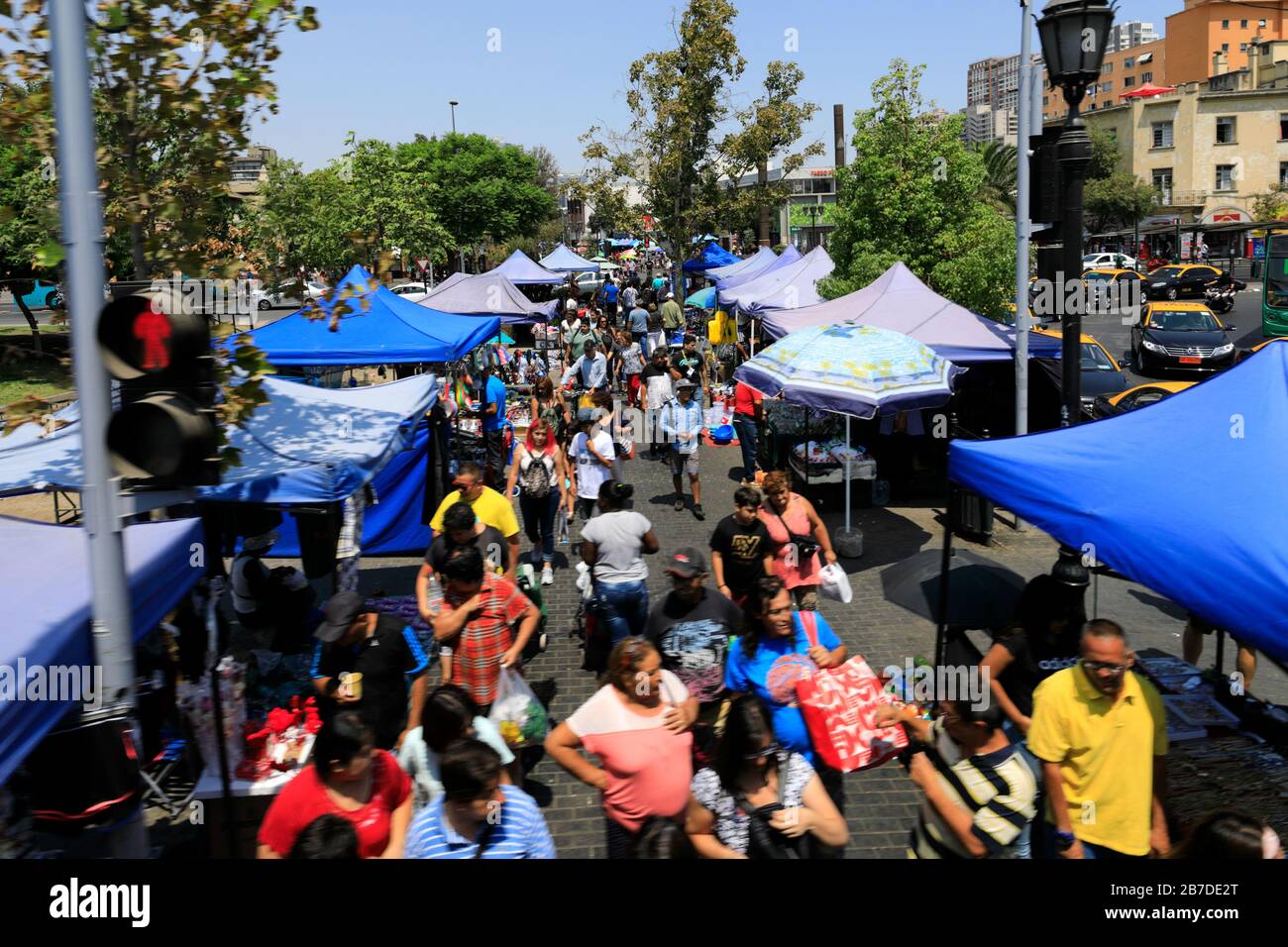 Blick auf den Markt der Straßenhändler, Region Metropolitana, Santiago City, Chile Stockfoto