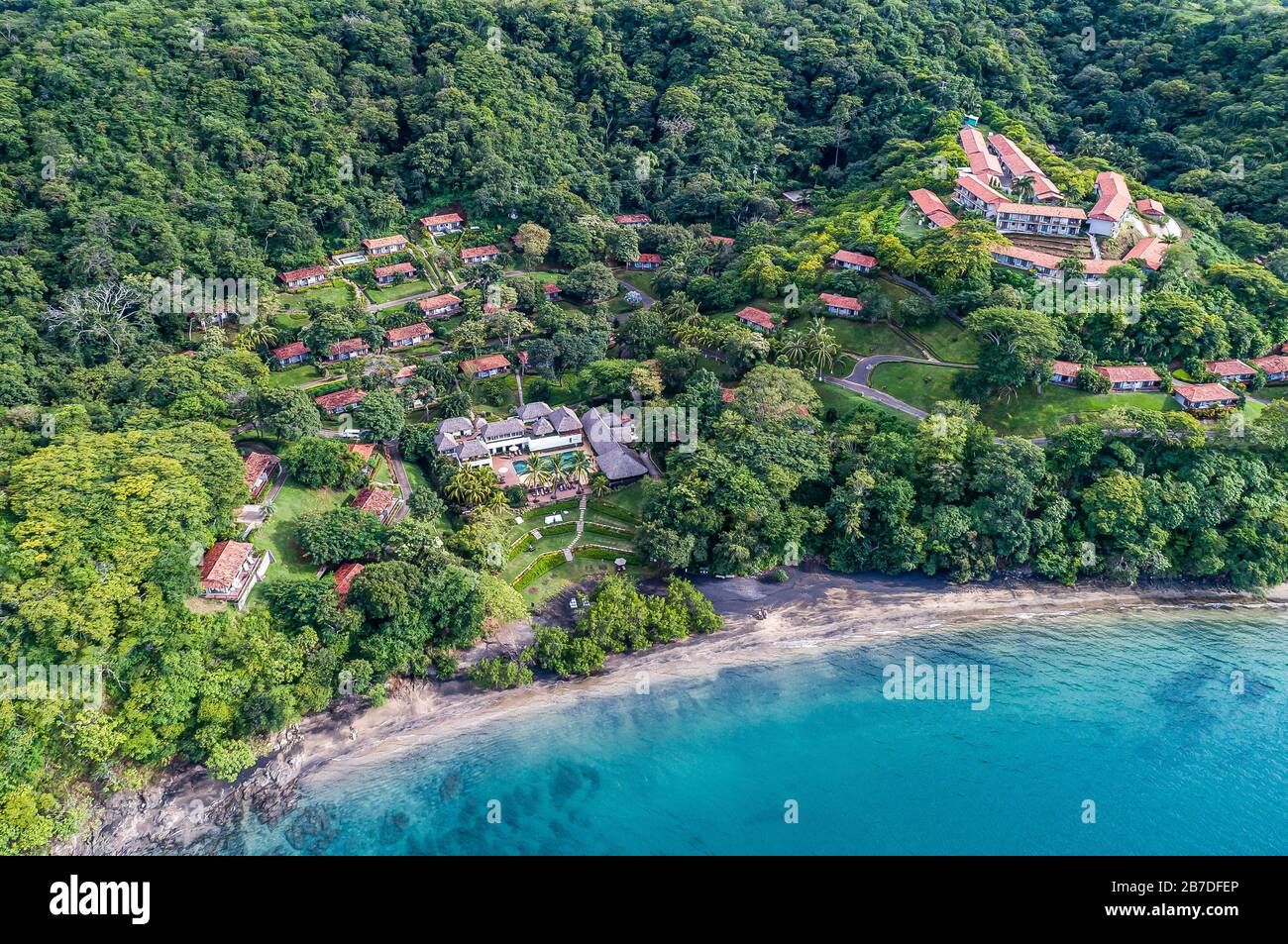 Geheimnisse Papagayo Luxushotel mit Strand Golfo de Papagayo in Guanacaste, Costa Rica. Stockfoto
