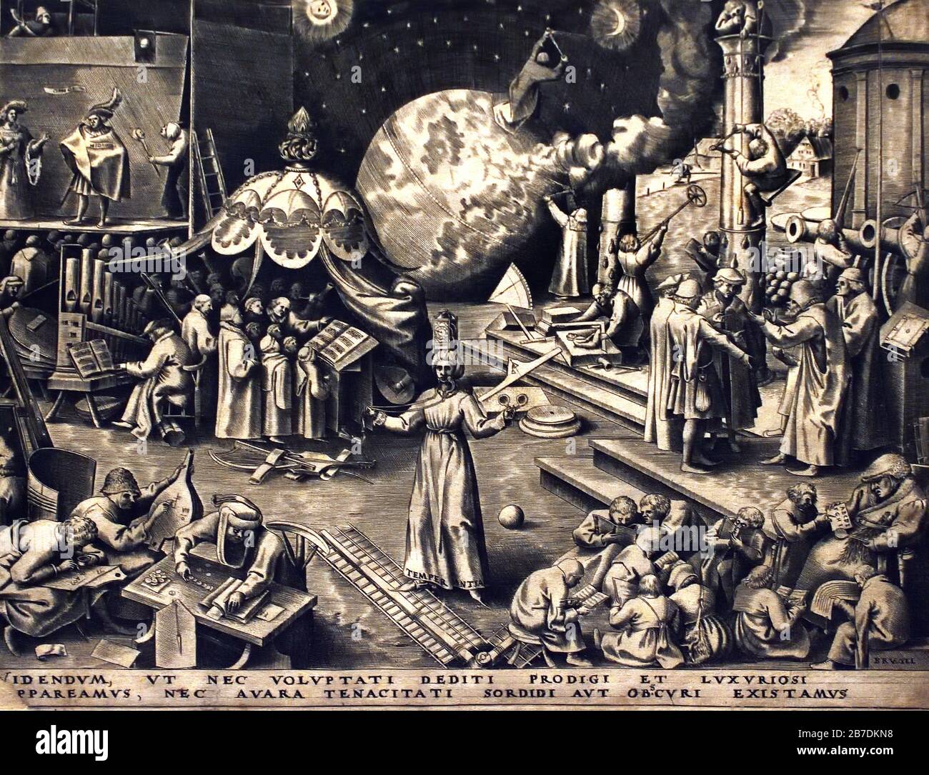 Temperance 1560 von Pieter Brueghel dem älteren 1525-1569 und Philips Galle 1537-1612 Familie Brueghel ( Bruegel oder Breughel ), flämische Maler 16.-17. Jahrhundert, Belgier, Belgien. Stockfoto