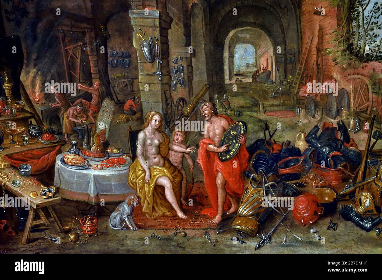 Allegorien der Elemente Feuer, 1645 von Ambrosius Brueghel 1717-1675 Familie Brueghel ( Bruegel oder Breughel ), flämische Maler 16.-17. Jahrhundert, Belgier, Belgien. Stockfoto